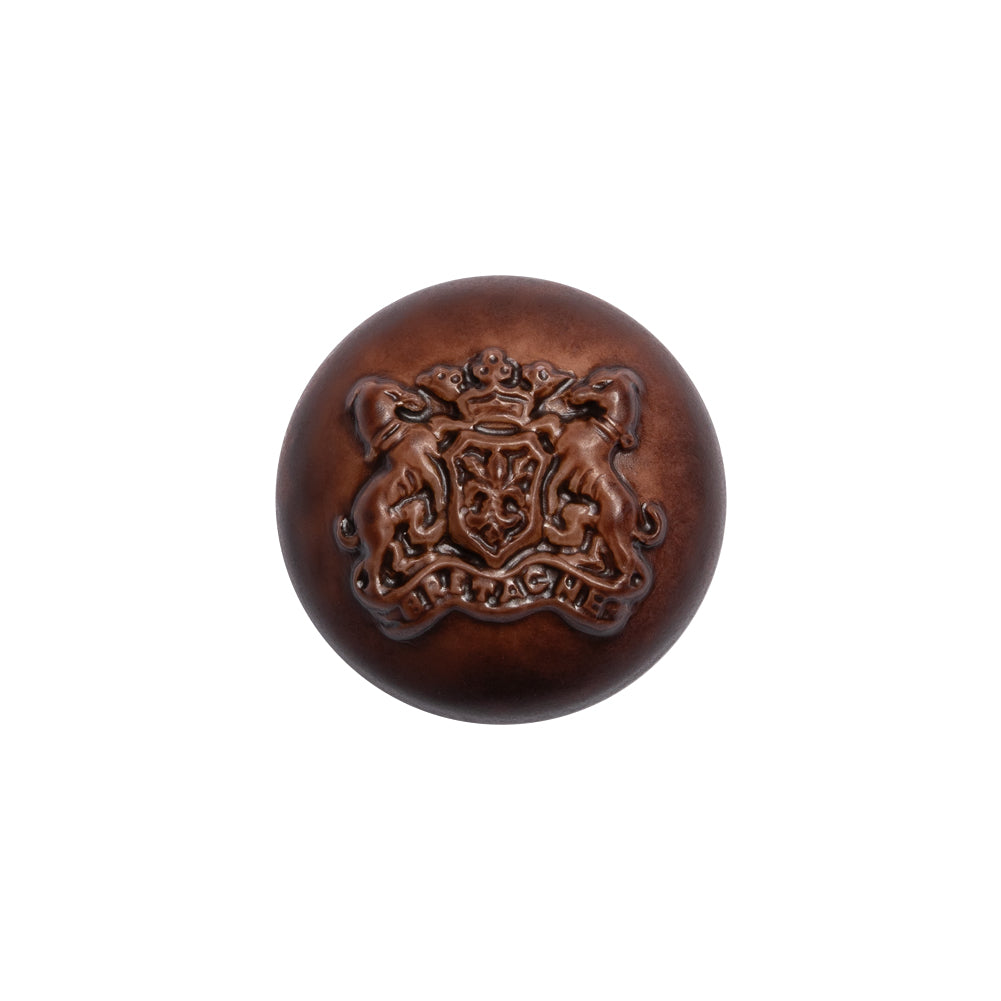 Half Dome Plastic Shank Back Button - Bordeaux Coat of Arms Embossed - 30L/19mm