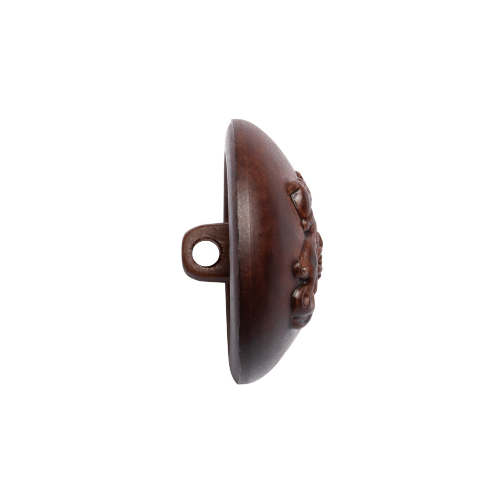 Half Dome Plastic Shank Back Button - Bordeaux Coat of Arms Embossed - 36L/23mm Folded