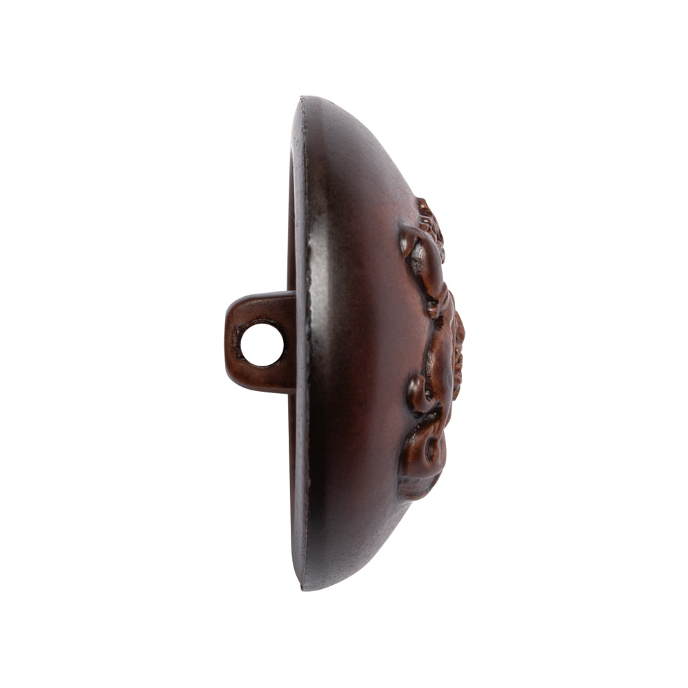 Half Dome Plastic Shank Back Button - Bordeaux Coat of Arms Embossed - 44L/28mm Folded