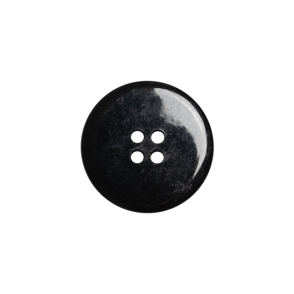 Plastic 4-Hole Button - Matte Black Glossy Rim - 30L/19mm Detail