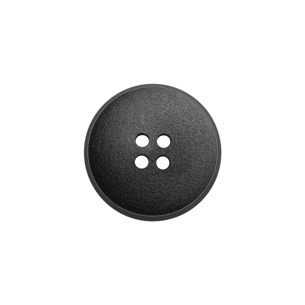 Plastic 4-Hole Button - Matte Black Glossy Rim - 30L/19mm