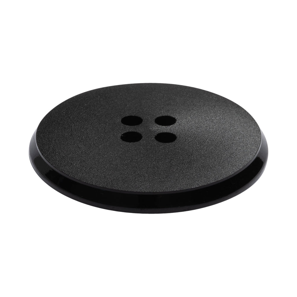 Plastic 4-Hole Button - Matte Black Glossy Rim - 54L/34mm Folded