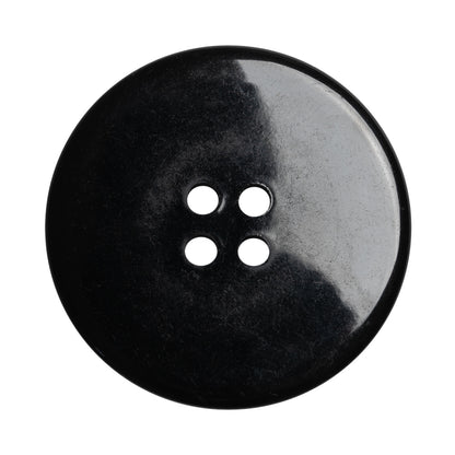 Plastic 4-Hole Button - Matte Black Glossy Rim - 54L/34mm Detail