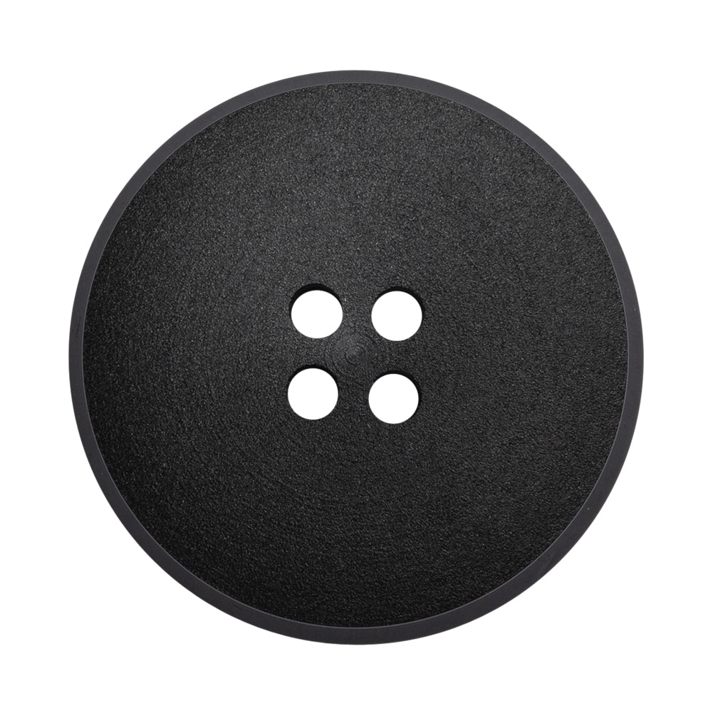 Plastic 4-Hole Button - Matte Black Glossy Rim - 54L/34mm