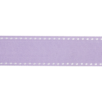 Grosgrain Ribbon with White Stitched Borders - Lilac - 1"