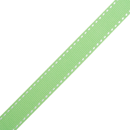 Grosgrain Ribbon with White Stitched Borders - Mint Green - 0.625"