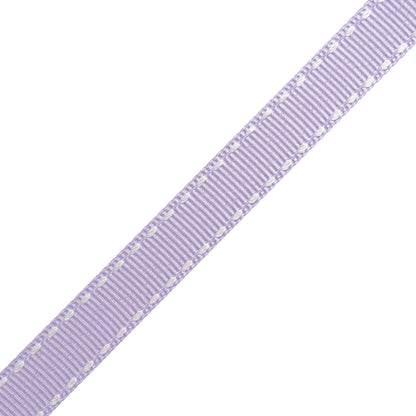Grosgrain Ribbon with White Stitched Borders - Lilac - 0.4375"