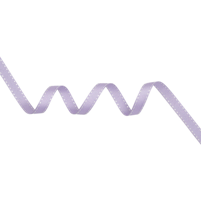Grosgrain Ribbon with White Stitched Borders - Lilac - 0.4375"