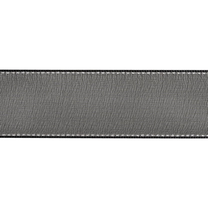 Sheer Ribbon with White Stitched Border - 1.625" - Black