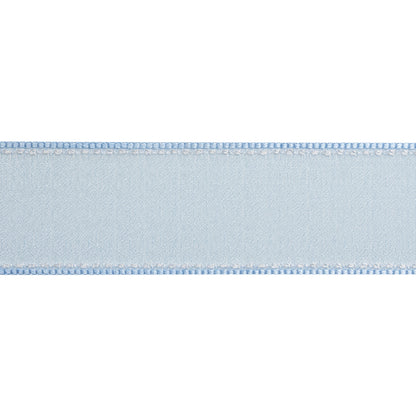 Sheer Ribbon with White Stitched Border - 1" - Baby Blue