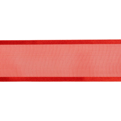 Sheer Ribbon with Double Faced Satin Edges - 1.375" - Red