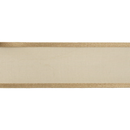 Sheer Ribbon with Double Faced Satin Edges - 1.375" - Coffee