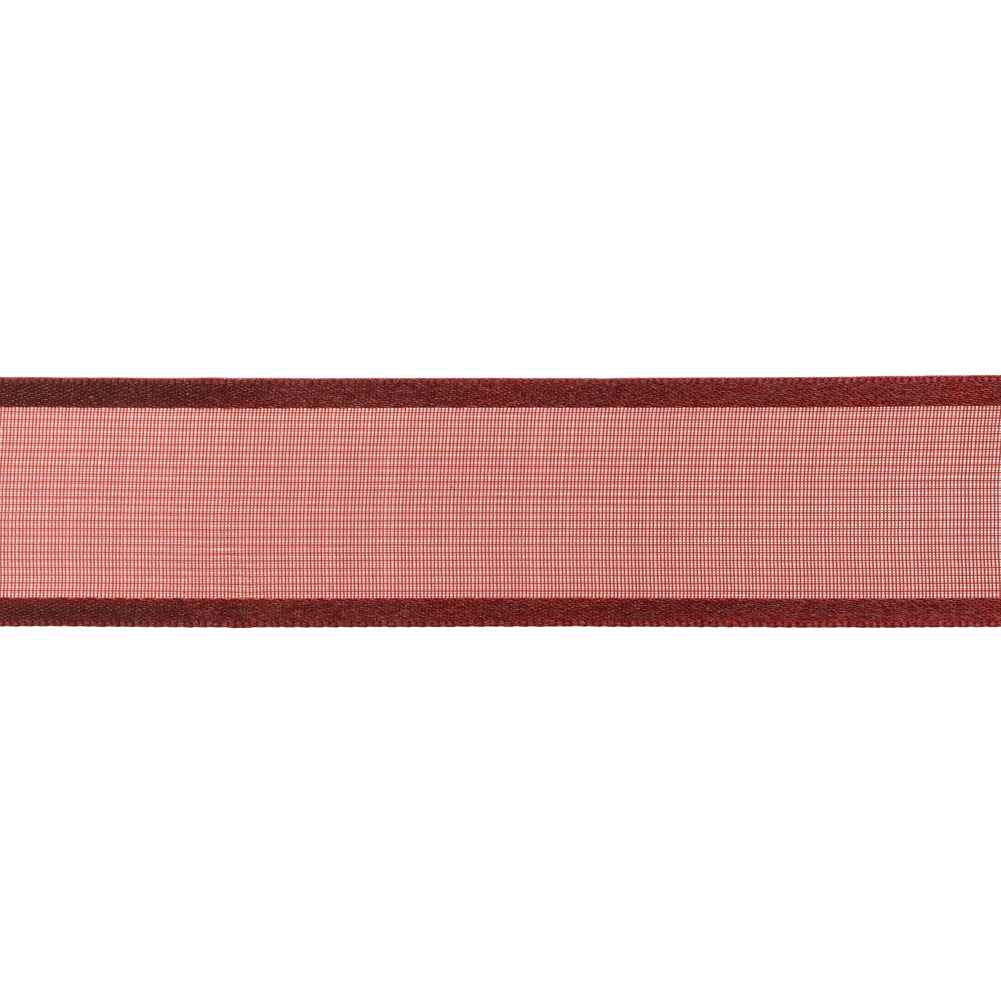 Sheer Ribbon with Double Faced Satin Edges - 1" - Wine - Folded