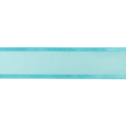 Sheer Ribbon with Double Faced Satin Edges - 1" - Turquoise