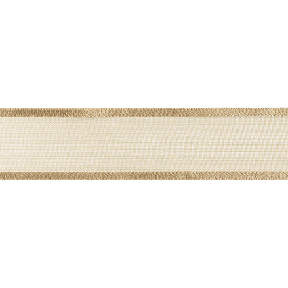 Sheer Ribbon with Double Faced Satin Edges - 1" - Coffee - Folded