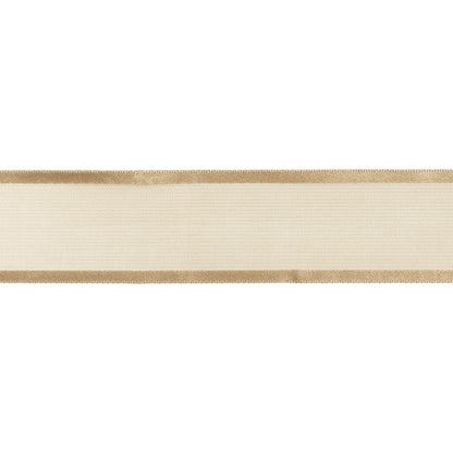 Sheer Ribbon with Double Faced Satin Edges - 1" - Coffee