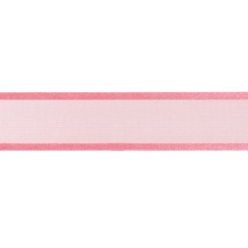 Sheer Ribbon with Double Faced Satin Edges - 1" - Rose