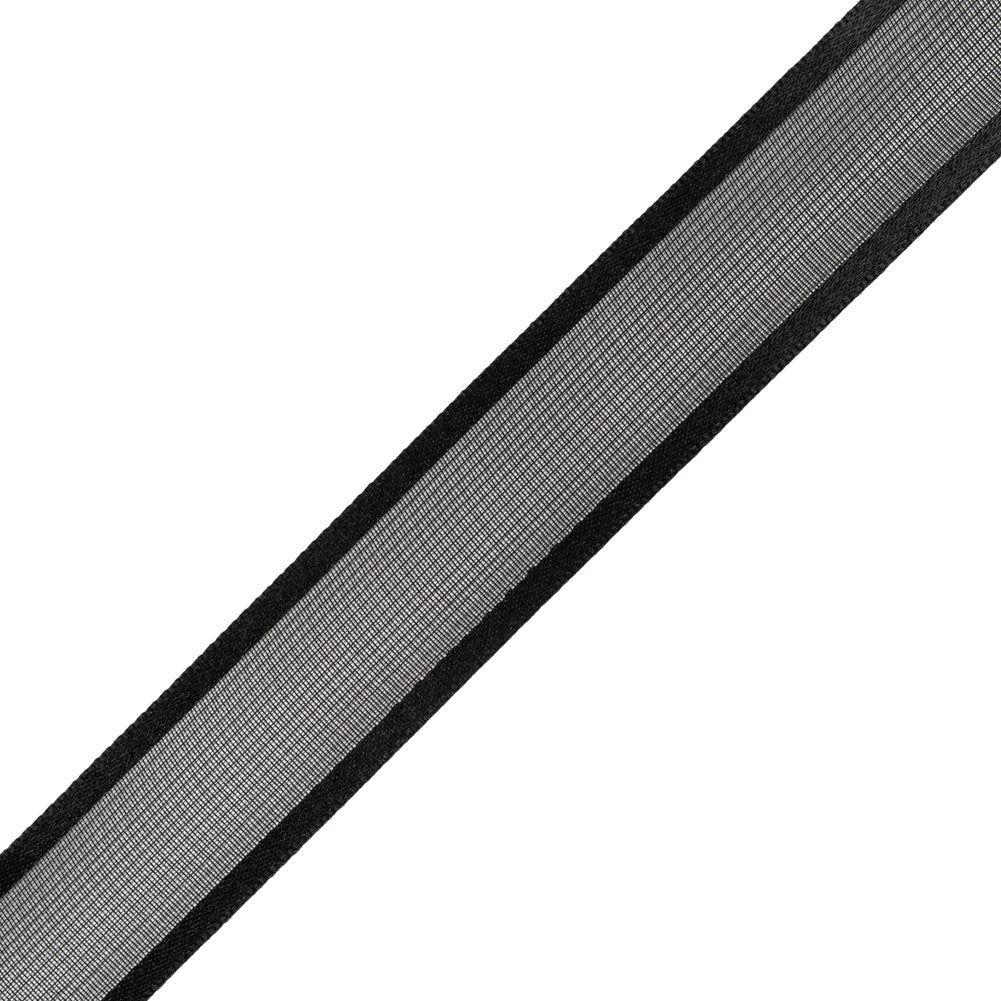Sheer Ribbon with Double Faced Satin Edges - 0.75" - Black