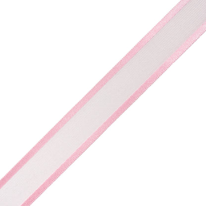Sheer Ribbon with Double Faced Satin Edges - 0.75" - Pink
