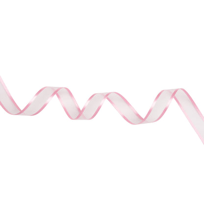 Sheer Ribbon with Double Faced Satin Edges - 0.75" - Pink