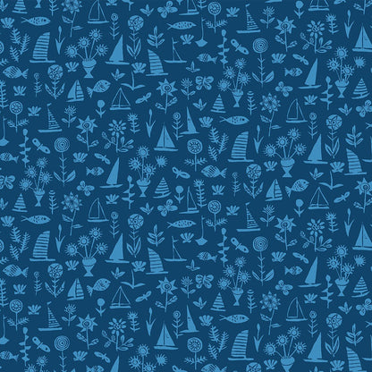 Liberty Art Fabrics Blue Sealife Lasenby Quilting Cotton