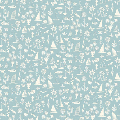Liberty Art Fabrics Sky Blue Sealife Lasenby Quilting Cotton