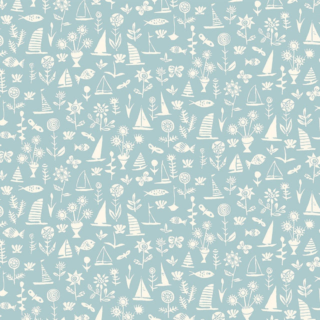 Liberty Art Fabrics Sky Blue Sealife Lasenby Quilting Cotton