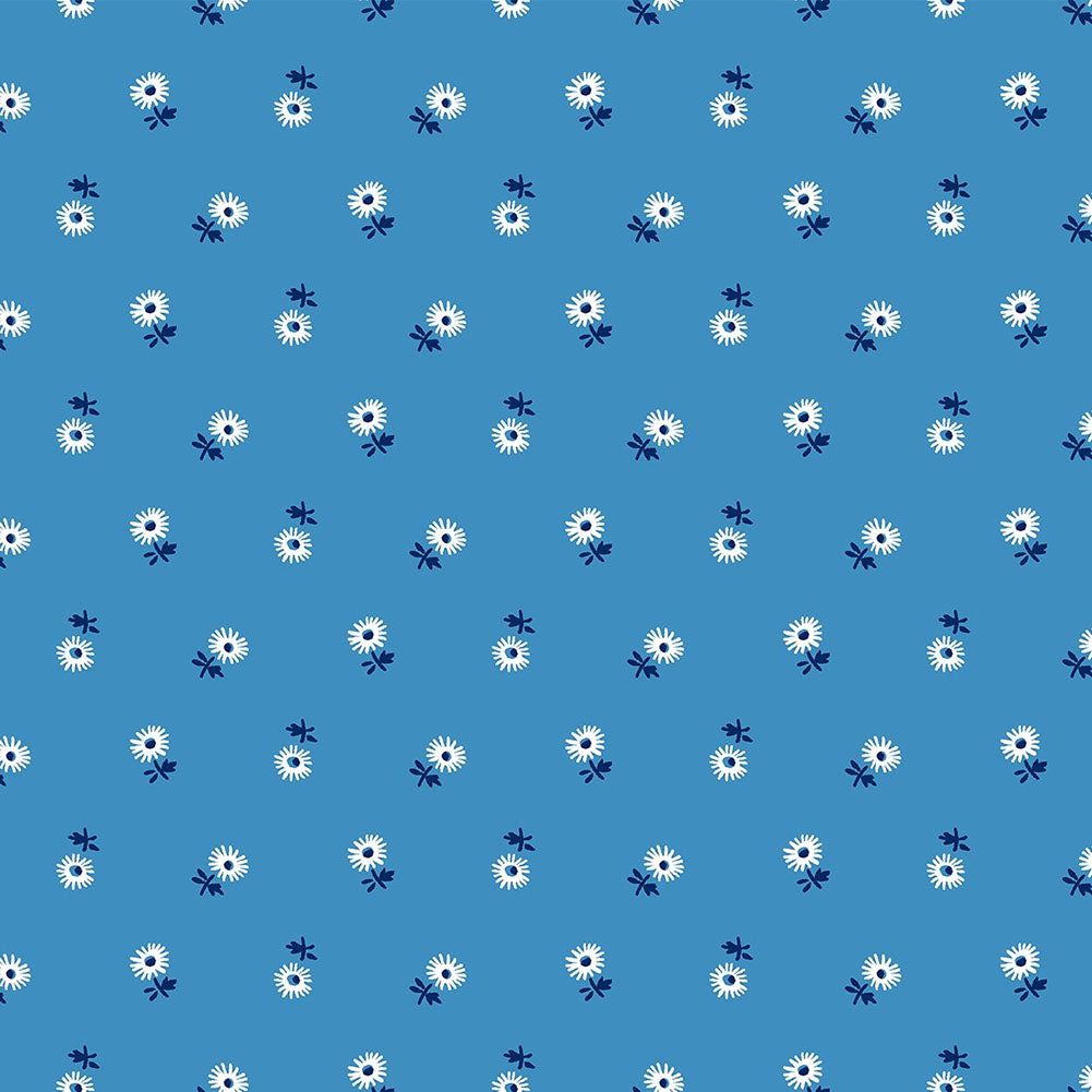 Liberty Art Fabrics Blue Sunshine Daisy Lasenby Quilting Cotton