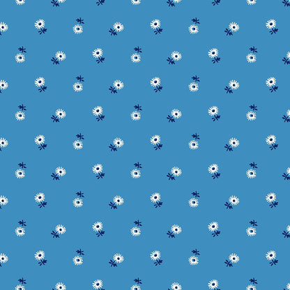 Liberty Art Fabrics Blue Sunshine Daisy Lasenby Quilting Cotton