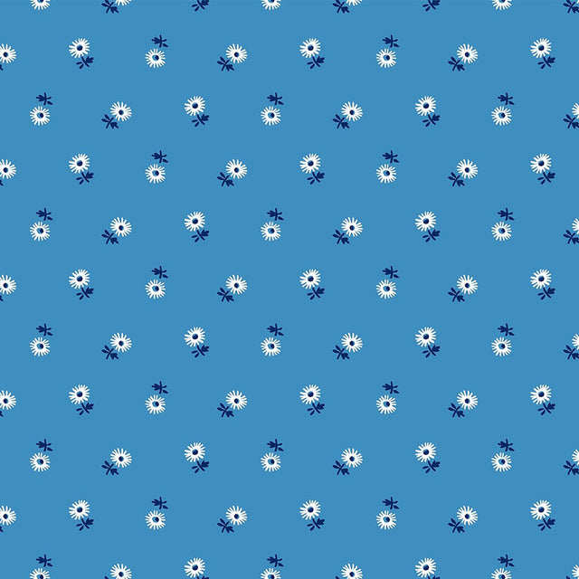 Liberty Art Fabrics Blue Sunshine Daisy Lasenby Quilting Cotton