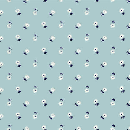 Liberty Art Fabrics Pale Blue Sunshine Daisy Lasenby Quilting Cotton