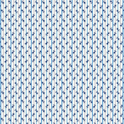 Liberty Art Fabrics Blue Millefleur Stripe Lasenby Quilting Cotton