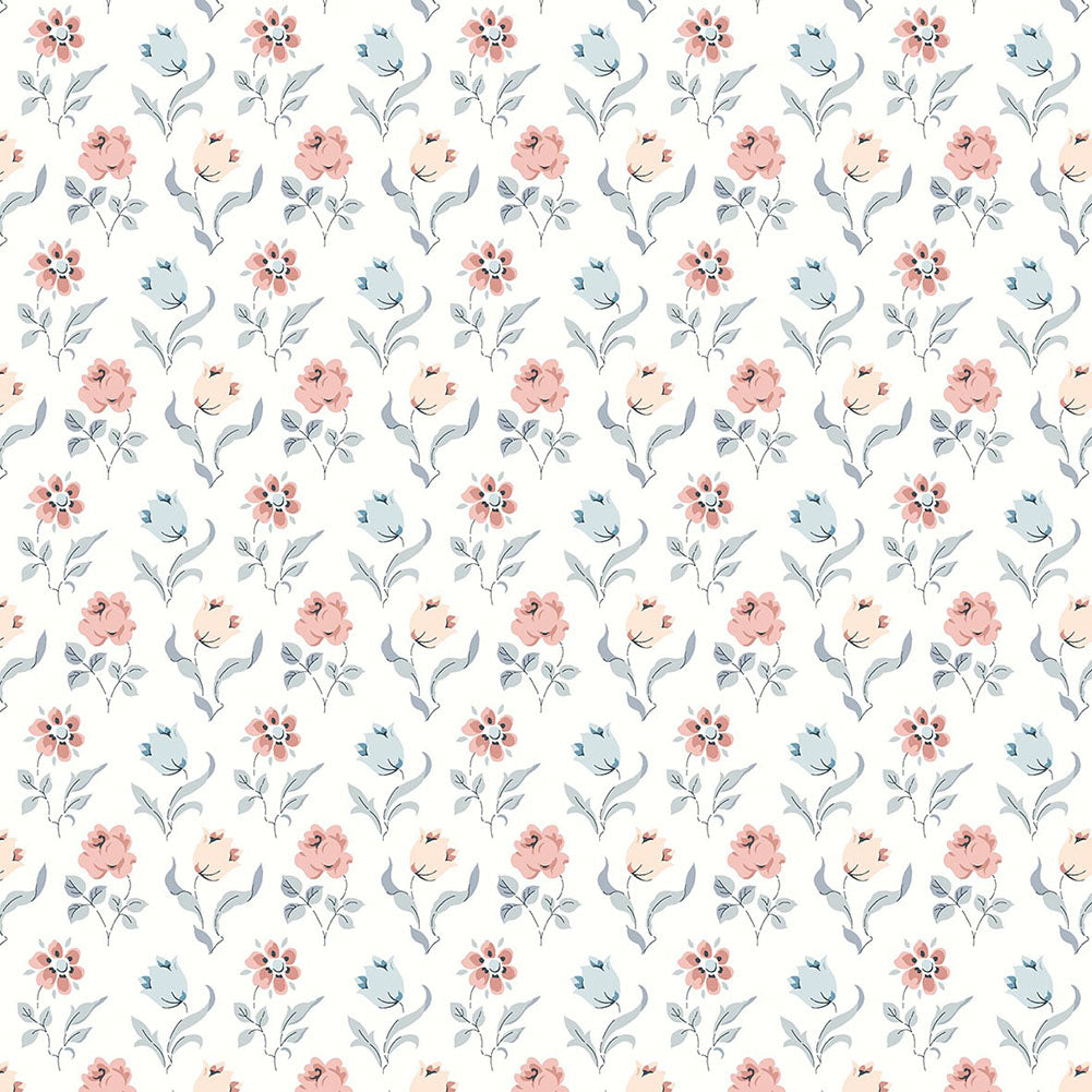 Liberty Art Fabrics Muted Blue and Pink Oshibana Lasenby Quilting Cotton