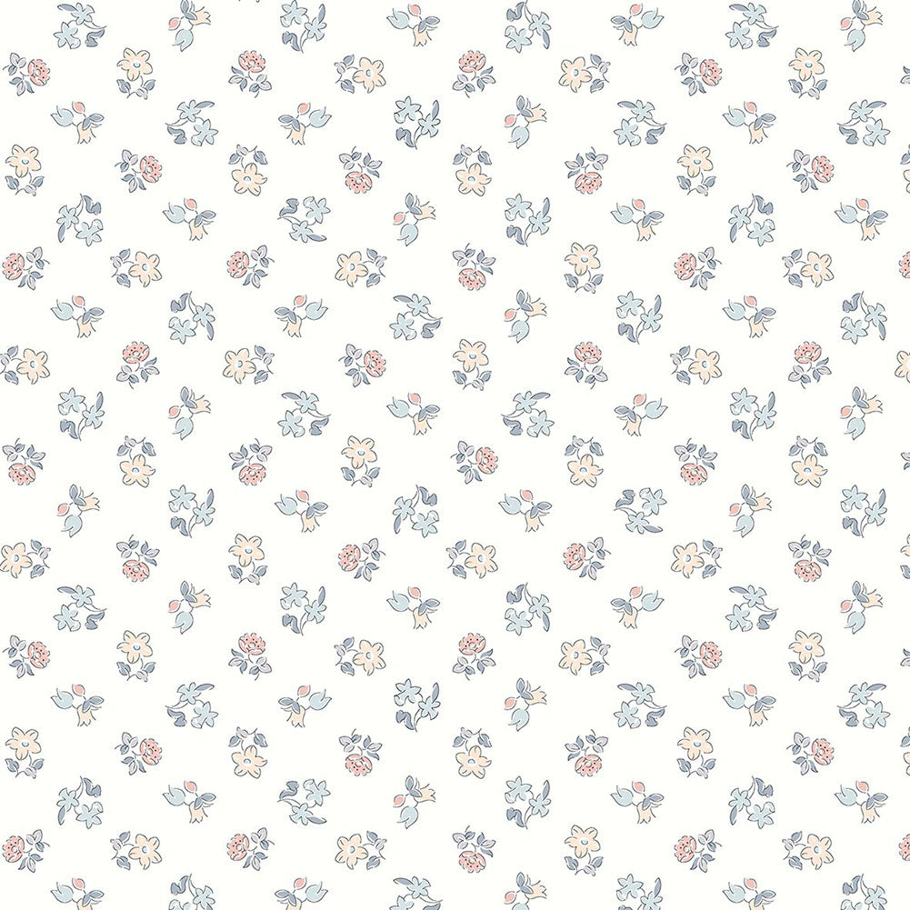 Liberty Art Fabrics Muted Gray and Pink Spring Buds Lasenby Quilting Cotton