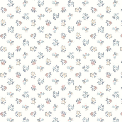 Liberty Art Fabrics Muted Gray and Pink Spring Buds Lasenby Quilting Cotton