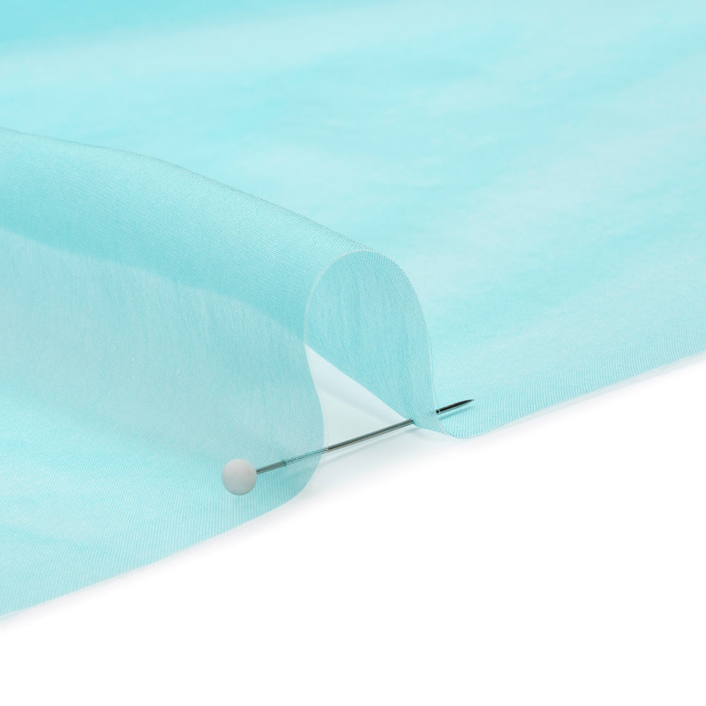 Chiffon-Like Silk Voile - Aqua and White Iridescent - Adelaide Collection - Detail