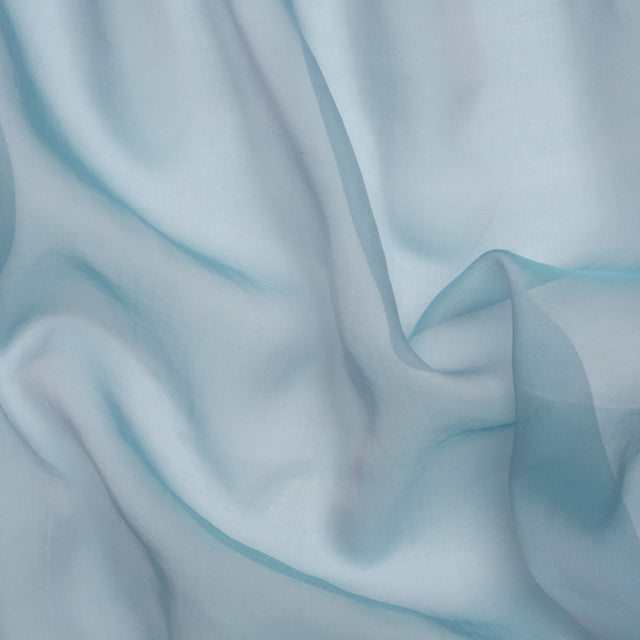 Chiffon-Like Silk Voile - Sky Blue and Rose Iridescent - Adelaide Collection
