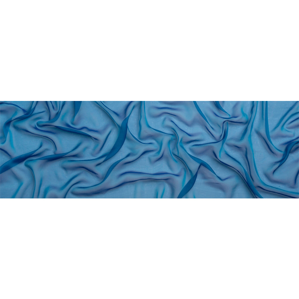 Chiffon-Like Silk Voile - Turquoise and Royal Blue Iridescent - Adelaide Collection