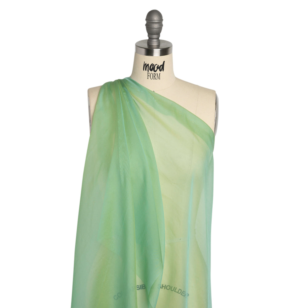 Chiffon-Like Silk Voile - Mint and Lime Iridescent - Adelaide Collection