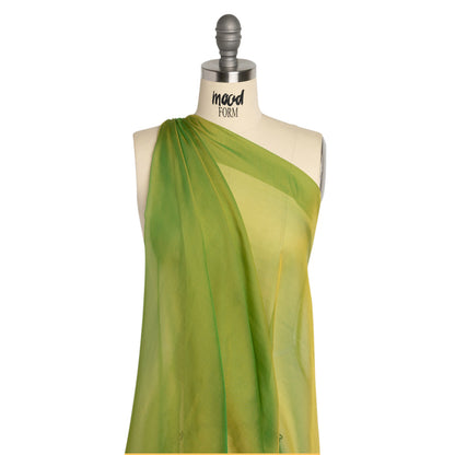 Chiffon-Like Silk Voile - Gold and Kelly Green Iridescent - Adelaide Collection