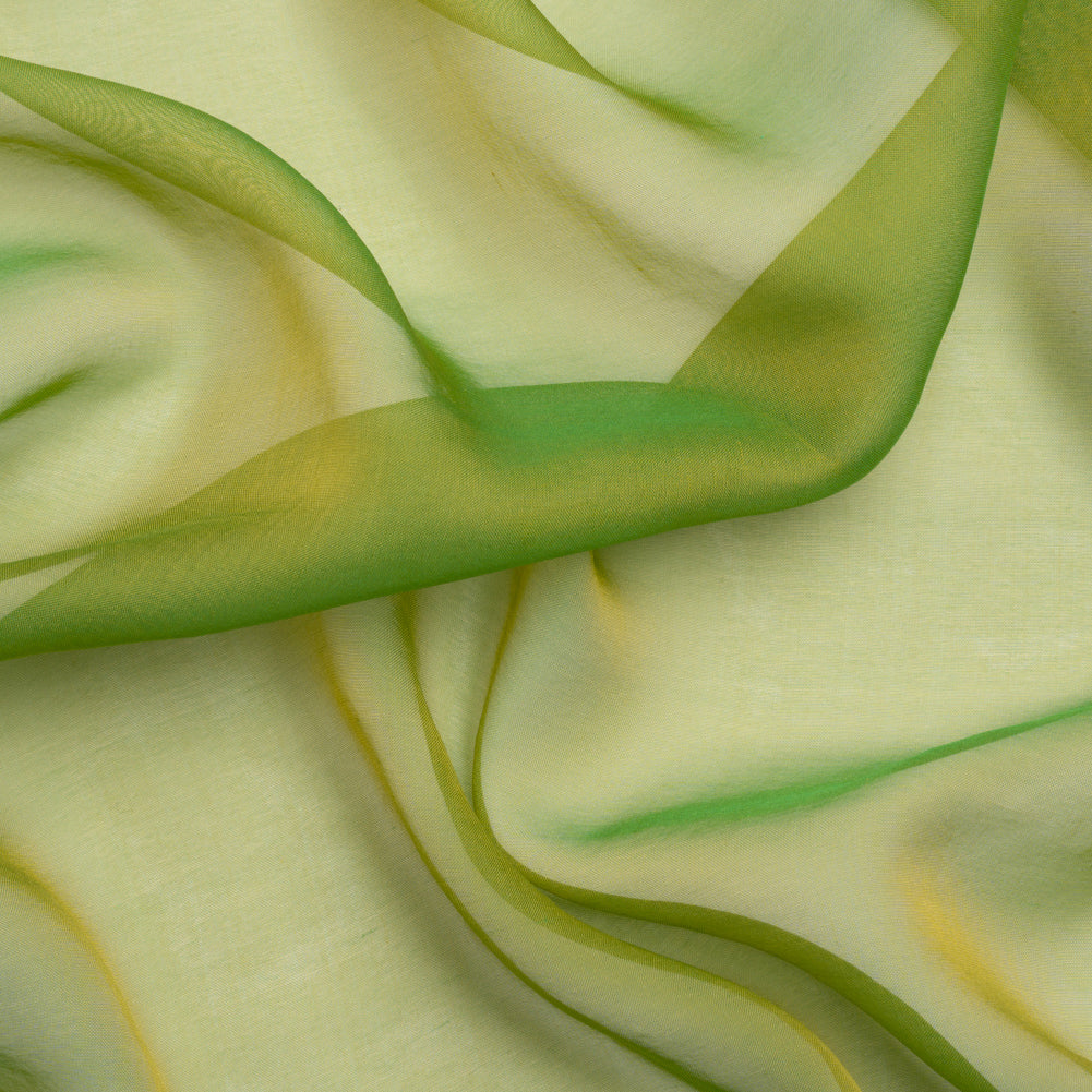 Chiffon-Like Silk Voile - Gold and Kelly Green Iridescent - Adelaide Collection