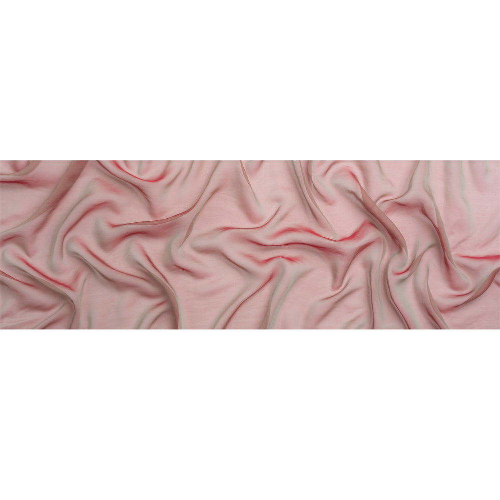 Chiffon-Like Silk Voile - Aqua and Berry Red Iridescent - Adelaide Collection