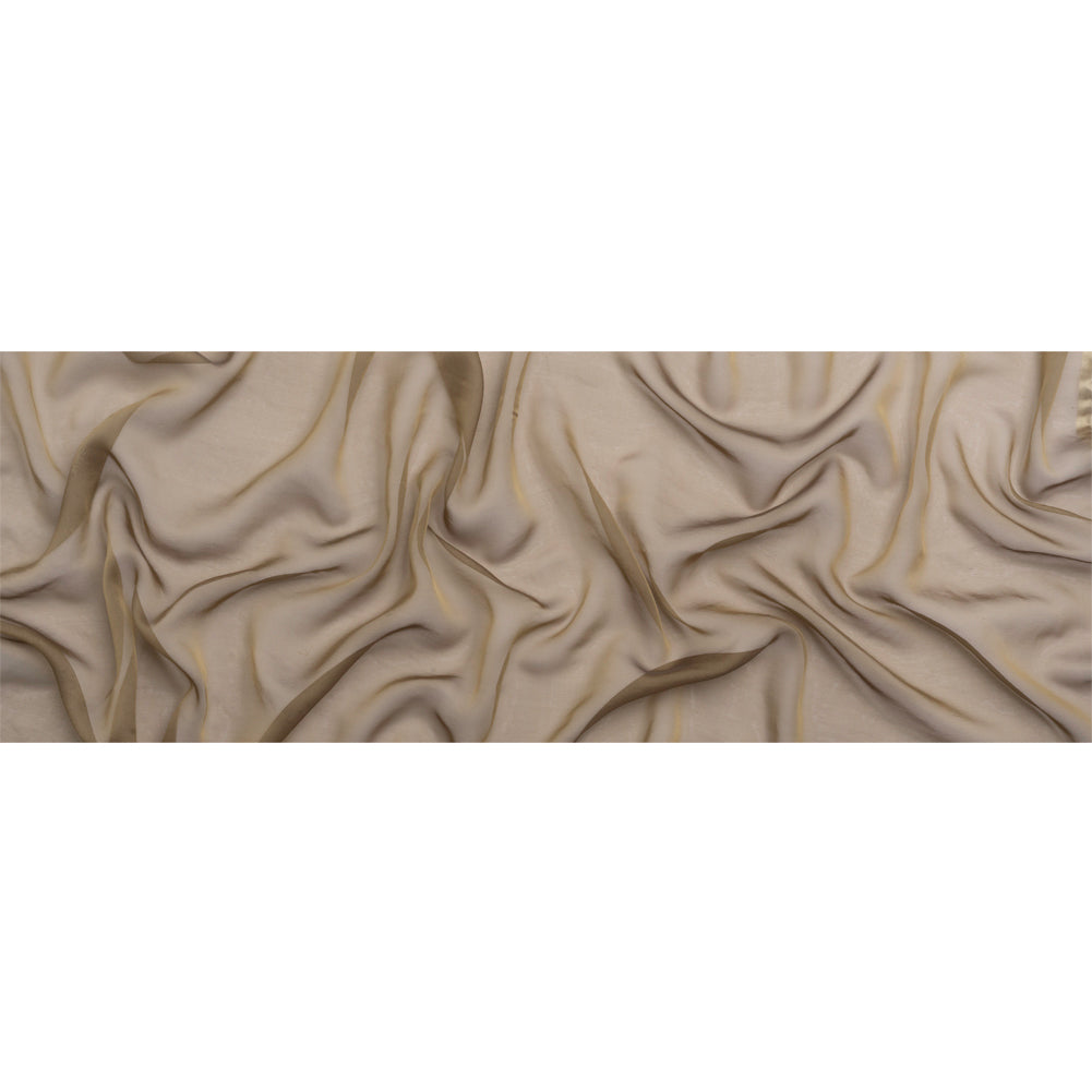 Chiffon-Like Silk Voile - Dark Khaki Iridescent - Adelaide Collection