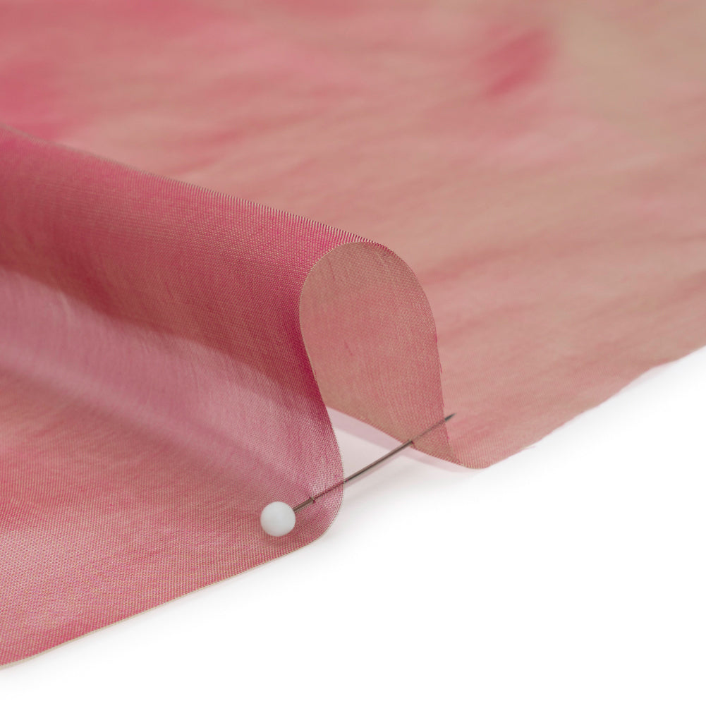 Chiffon-Like Silk Voile - Berry and Key Lime Iridescent - Adelaide Collection - Detail