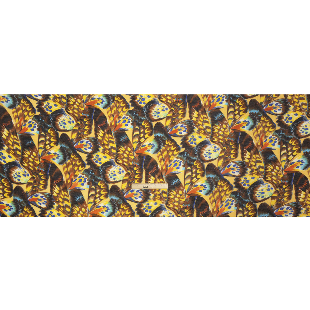 Silk and Cotton Voile - Yellow, Brown and Blue Butterfly Wings Drape
