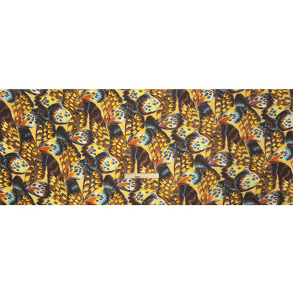Silk and Cotton Voile - Yellow, Brown and Blue Butterfly Wings Drape