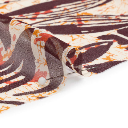Red, Orange and Brown Wax Resist Floral Silk Chiffon Folded