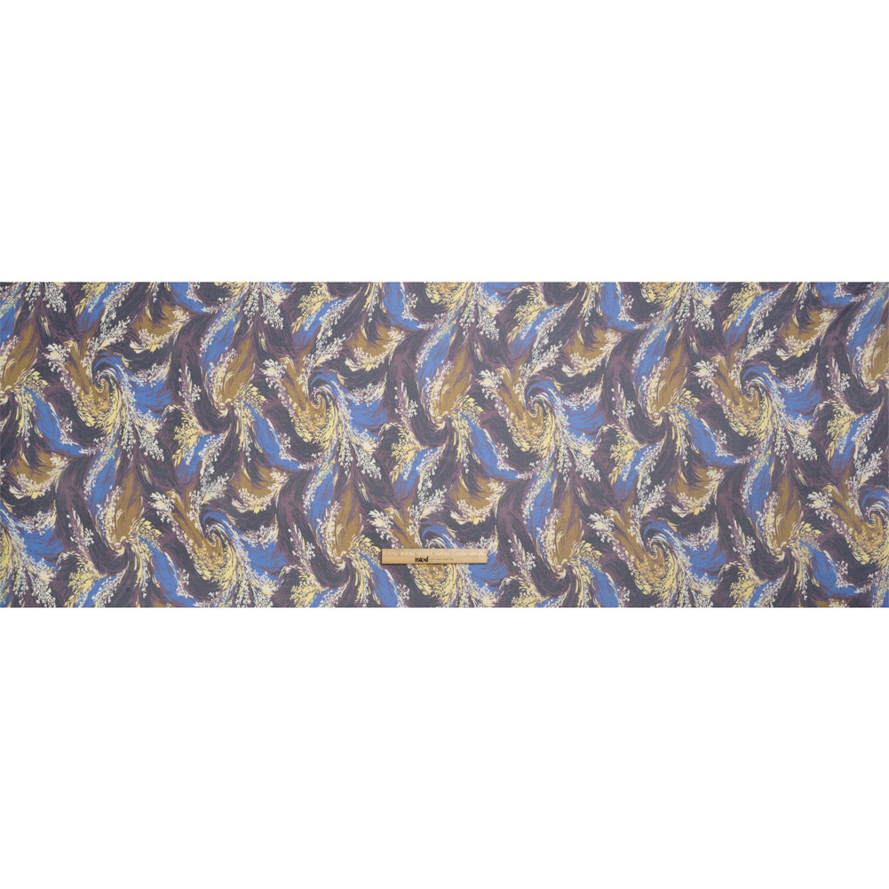 Blue, Purple and Yellow Swirling Bouquets Silk Chiffon Drape