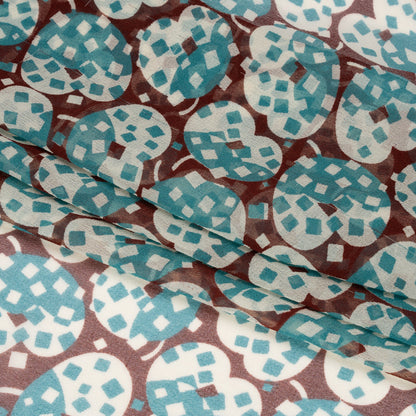 Teal, White and Burgundy Sprinkled Treats Silk Chiffon Full