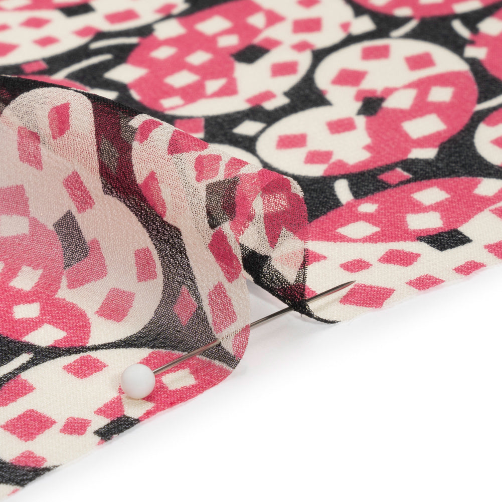 Pink, White and Black Sprinkled Treats Silk Chiffon Folded